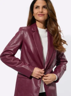 Lederimitat-Blazer mit Reverskragen