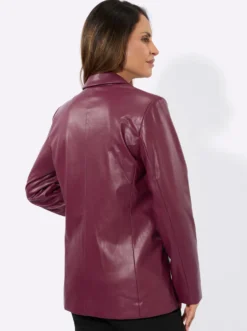 Lederimitat-Blazer mit Reverskragen