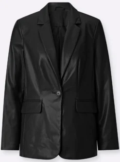 Lederimitat-Blazer mit Reverskragen