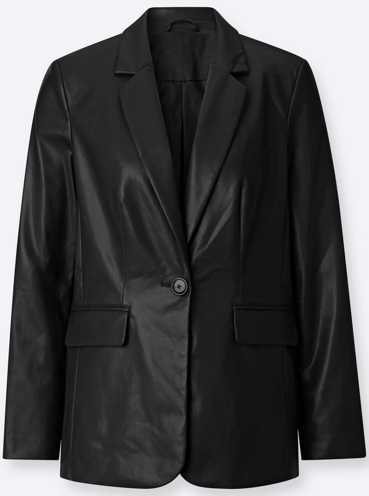 Lederimitat-Blazer mit Reverskragen