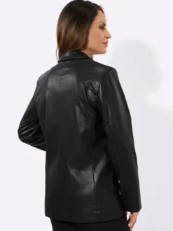 Lederimitat-Blazer mit Reverskragen