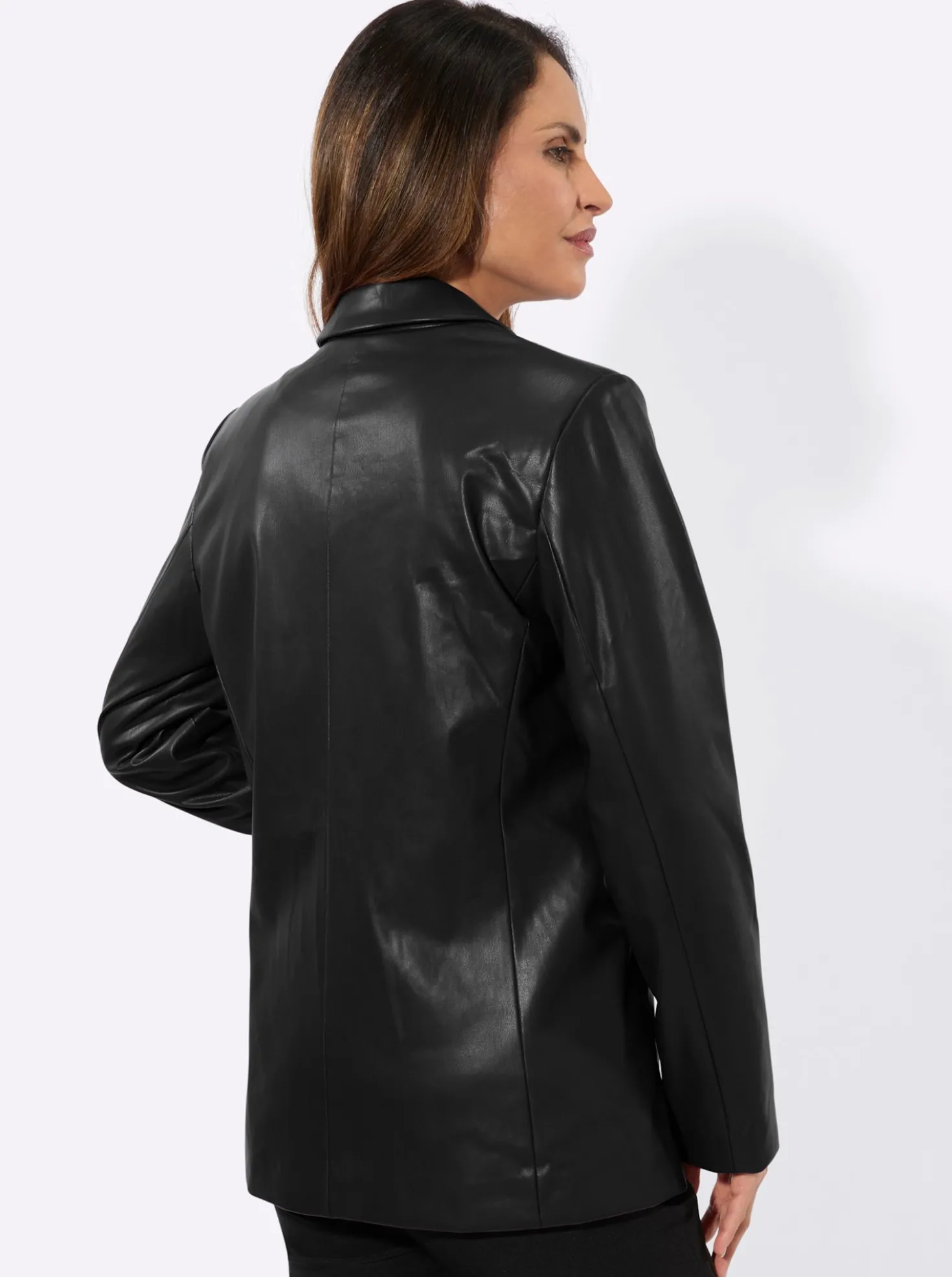 Lederimitat-Blazer mit Reverskragen