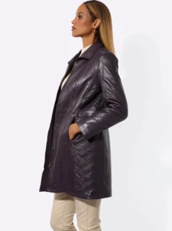 Lederjacke in kaschierender Longform