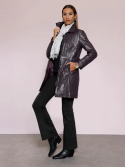 Lederjacke in kaschierender Longform