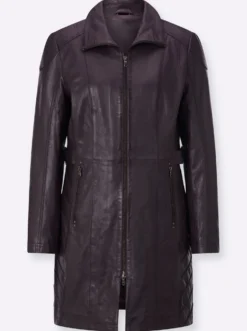 Lederjacke in kaschierender Longform