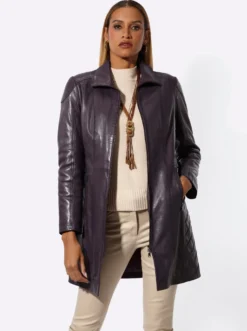 Lederjacke in kaschierender Longform