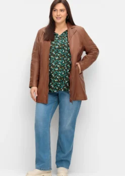 Lederjacke in langer, leicht taillierter Form