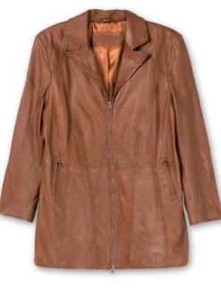 Lederjacke in langer, leicht taillierter Form