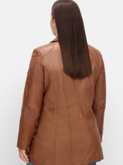 Lederjacke in langer, leicht taillierter Form