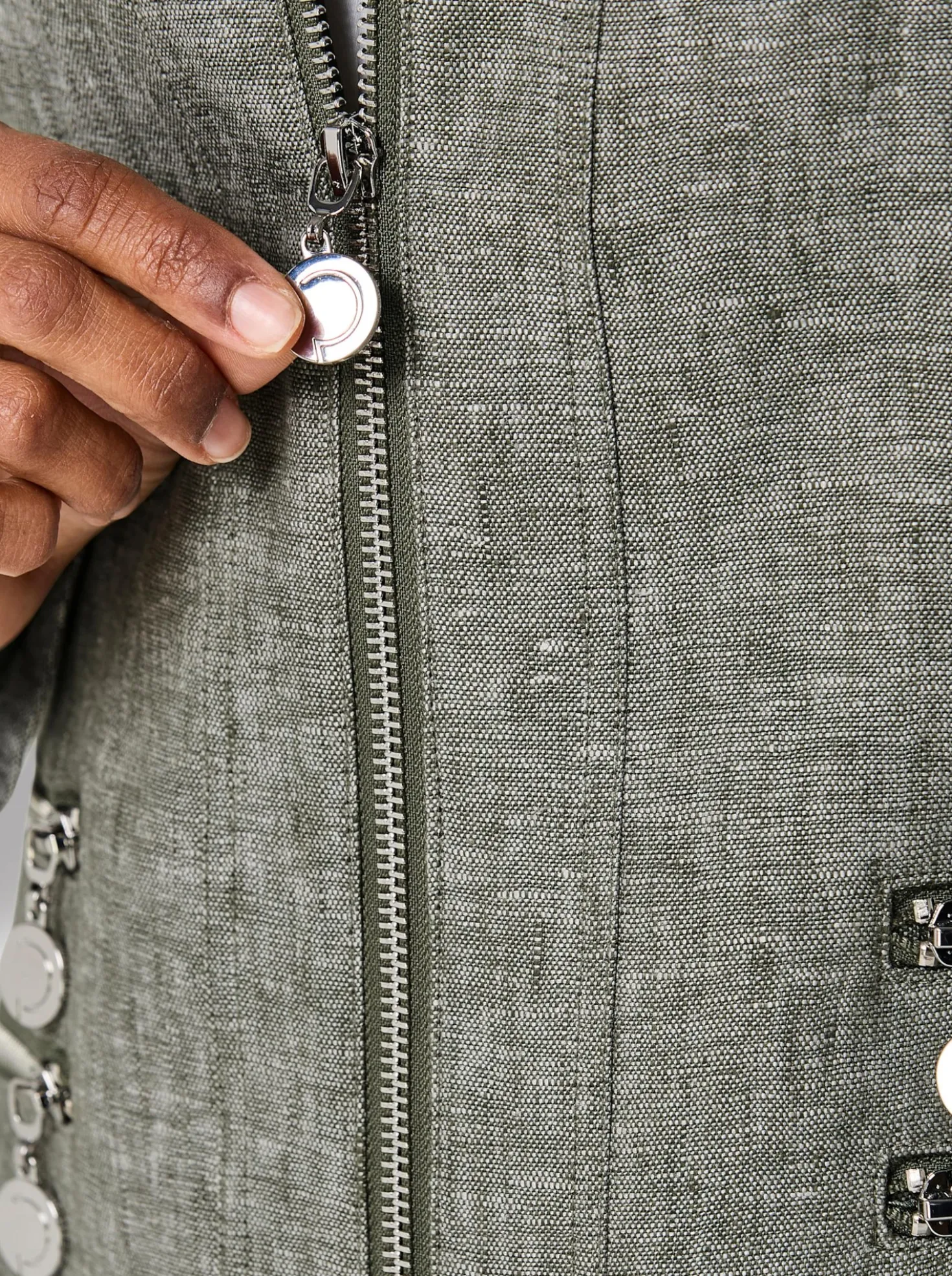 Leinenblazer mit Reißverschluss-Taschen