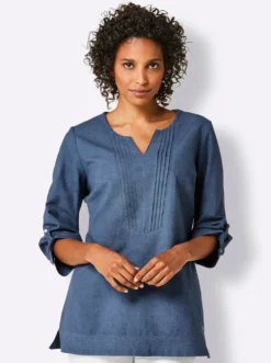 Leinenbluse im Tunika-Stil