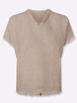 Leinenbluse mit Knopfleiste hinten