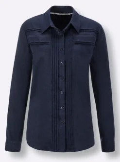 Leinenbluse mit Spitze und Biesen