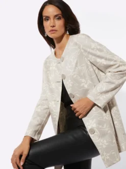 Longblazer aus bedrucktem Veloursleder-Imitat