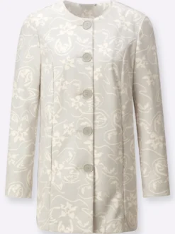Longblazer aus bedrucktem Veloursleder-Imitat