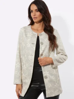 Longblazer aus bedrucktem Veloursleder-Imitat