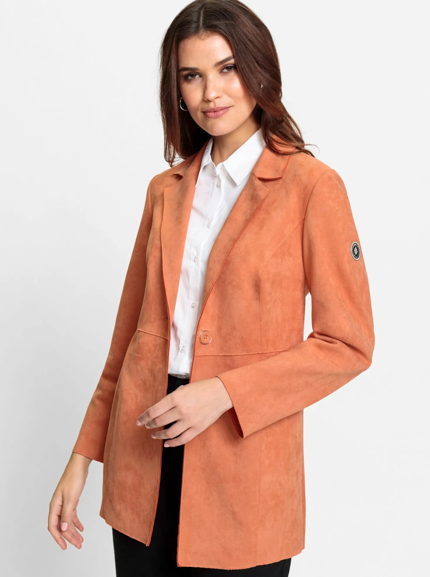 Longblazer in Veloursleder-Optik