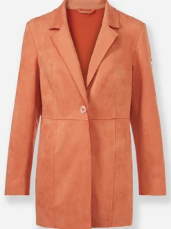 Longblazer in Veloursleder-Optik