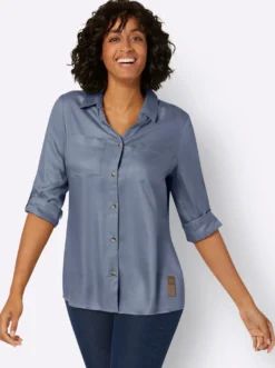 Longbluse aus reiner Viskose