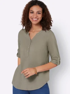 Longbluse mit abgerundetem Saum