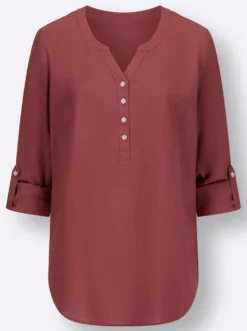 Longbluse mit abgerundetem Saum