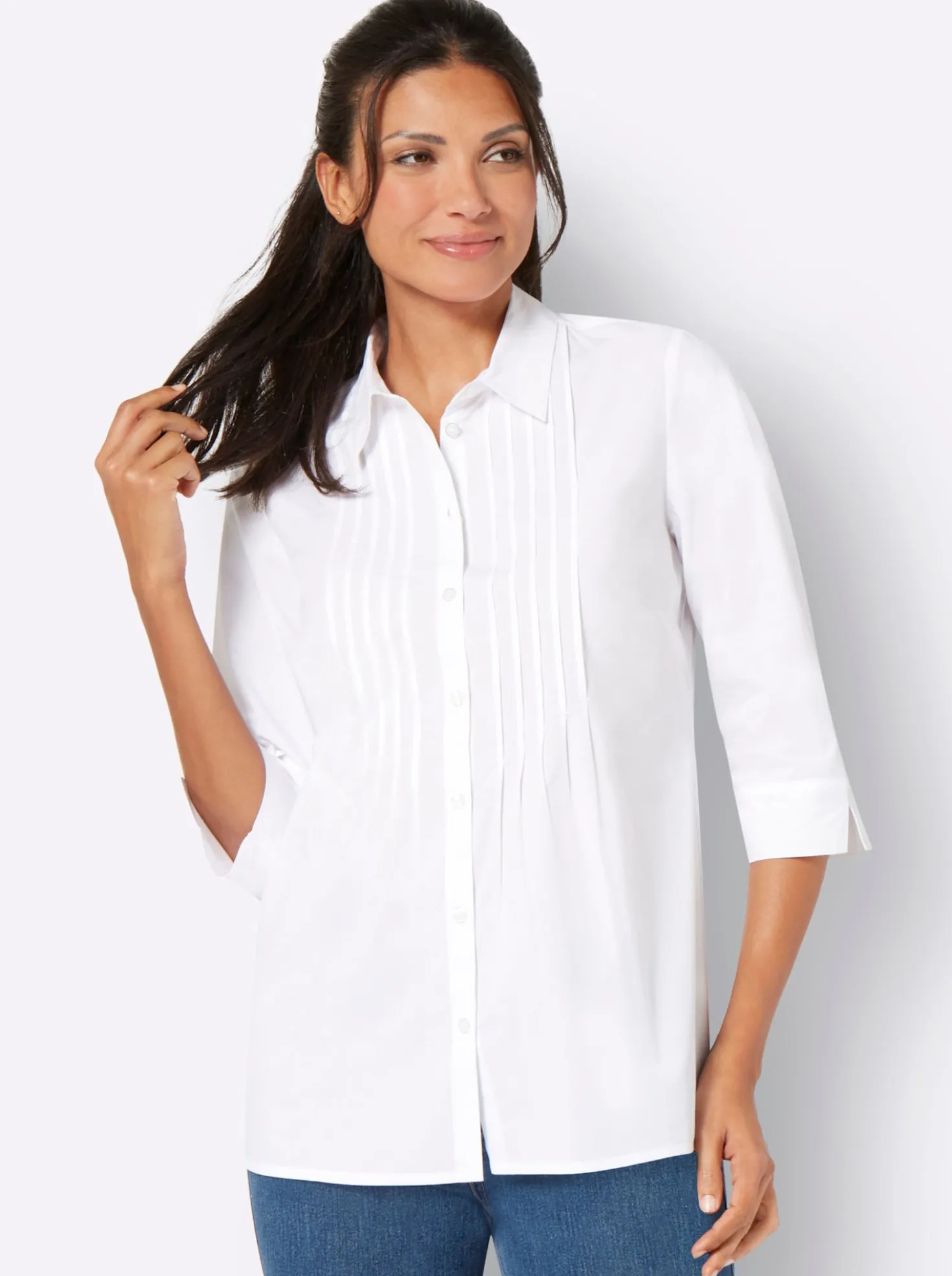 Longbluse mit Biesenverzierung