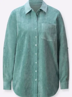 Longbluse mit krempelbaren Ärmeln