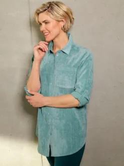 Longbluse mit krempelbaren Ärmeln