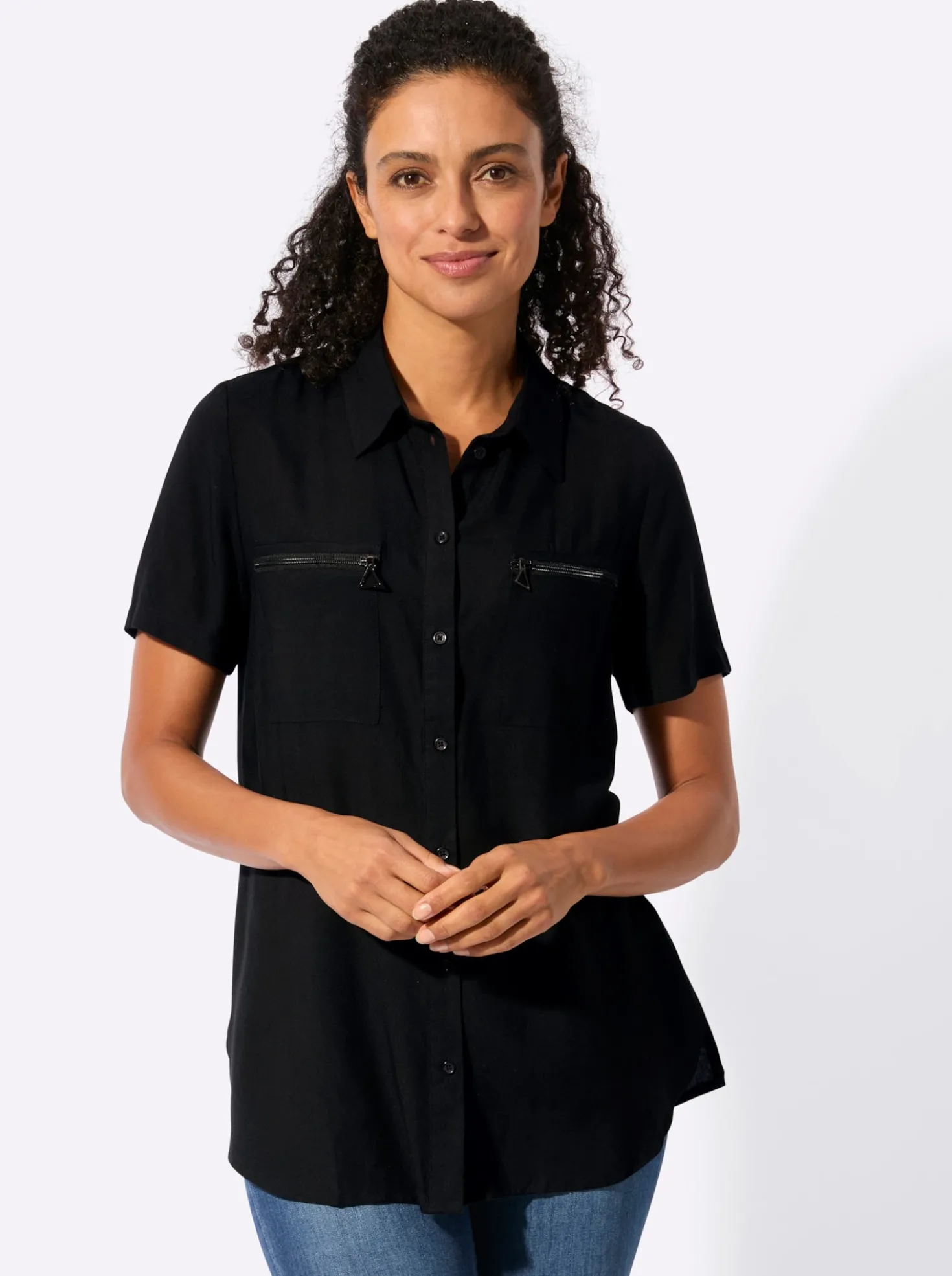 Longbluse mit langen Seitenschlitzen