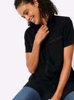 Longbluse mit langen Seitenschlitzen