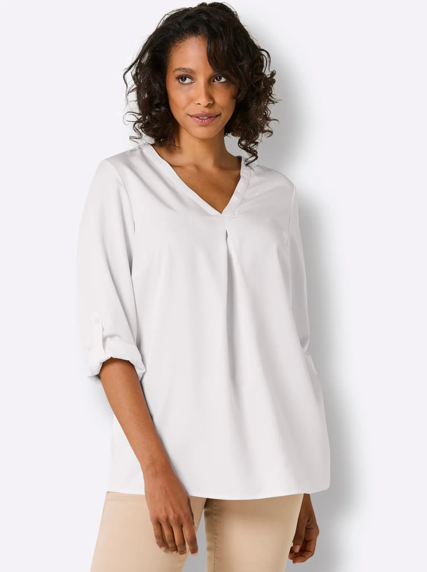 Longbluse mit seidig-mattem Glanz