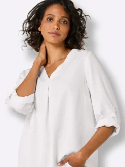 Longbluse mit seidig-mattem Glanz