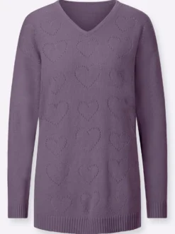 Longpullover mit Ajour-Herzchen