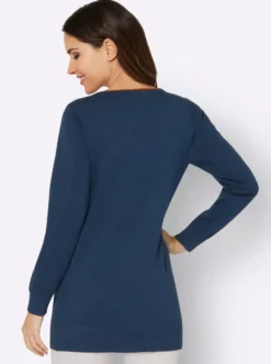 Longpullover mit Kontrast-Rollsaum