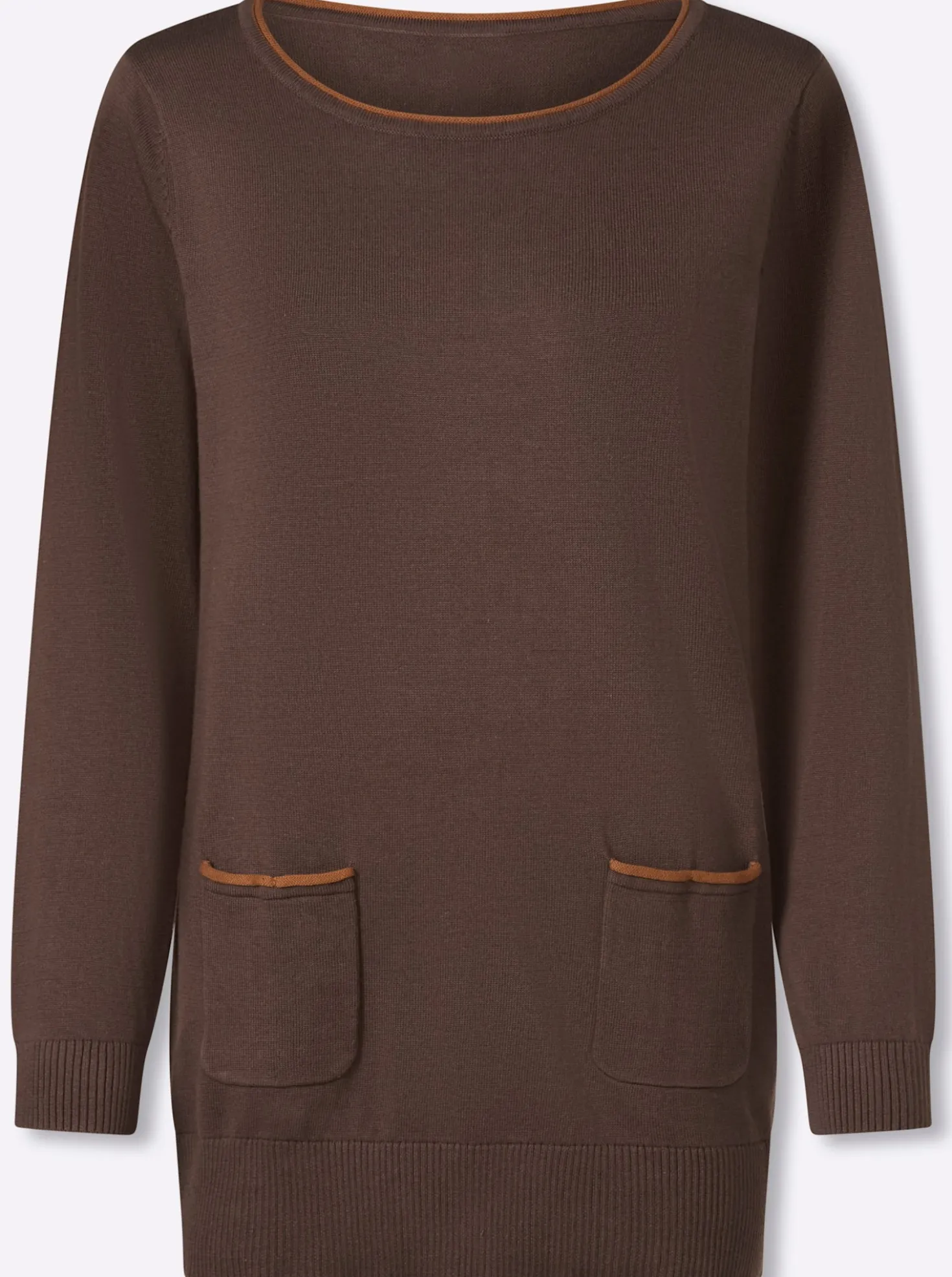 Longpullover mit Kontrast-Rollsaum