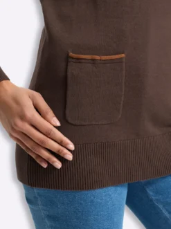 Longpullover mit Kontrast-Rollsaum