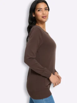 Longpullover mit Kontrast-Rollsaum