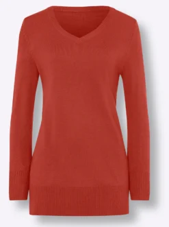 Longpullover mit langen Seitenschlitzen