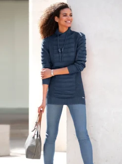 Longpullover mit Struktur-Partien