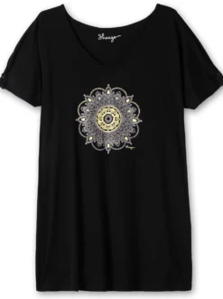 Longshirt mit Ornament-Frontdruck