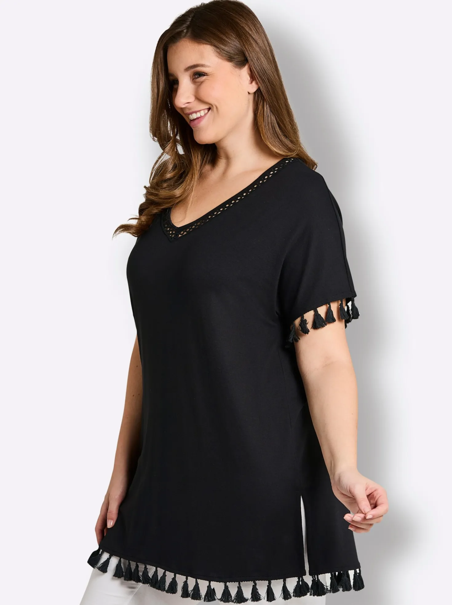 Longshirt mit Quasten