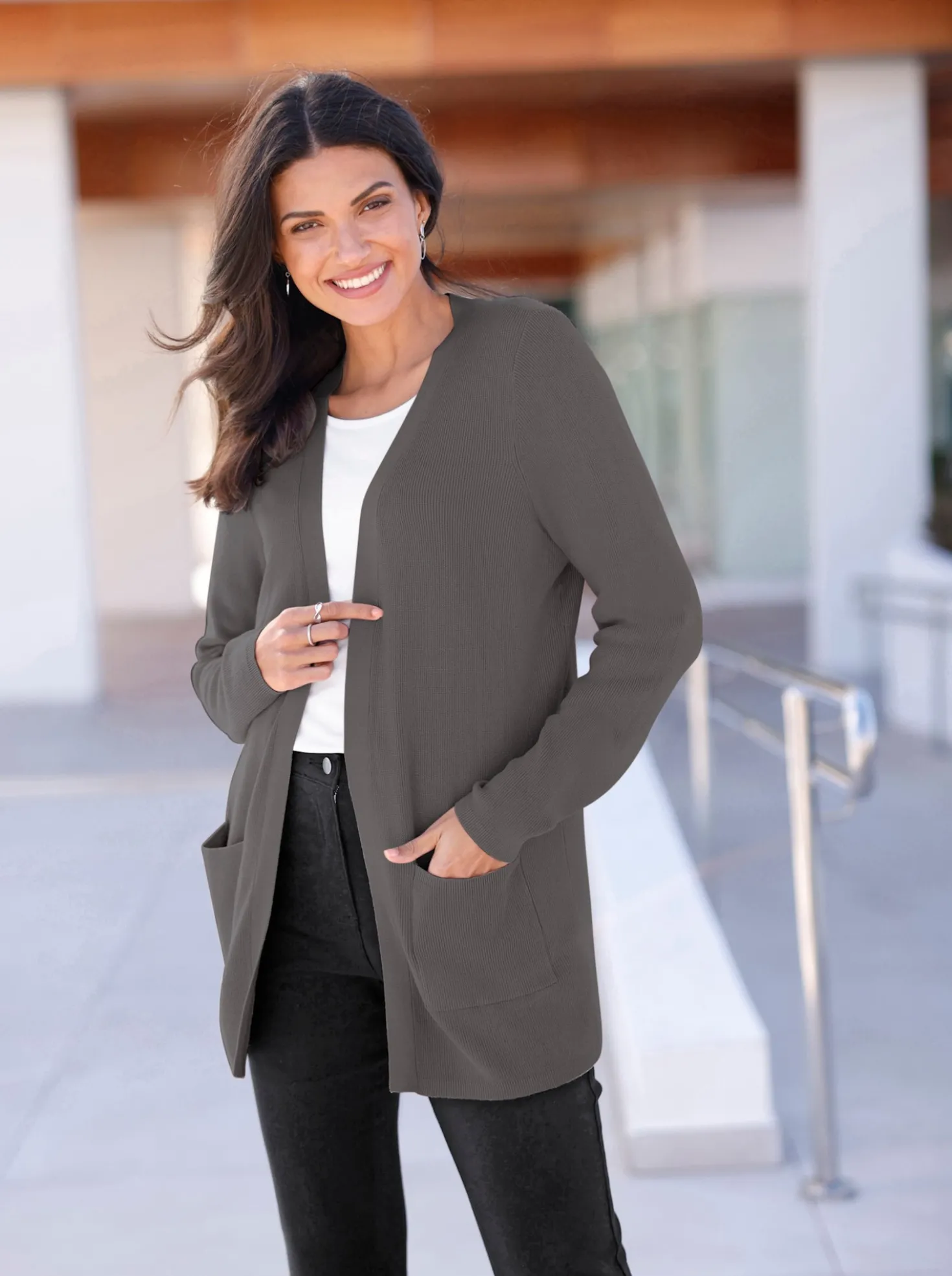Longstrickjacke in Viskose-Qualität