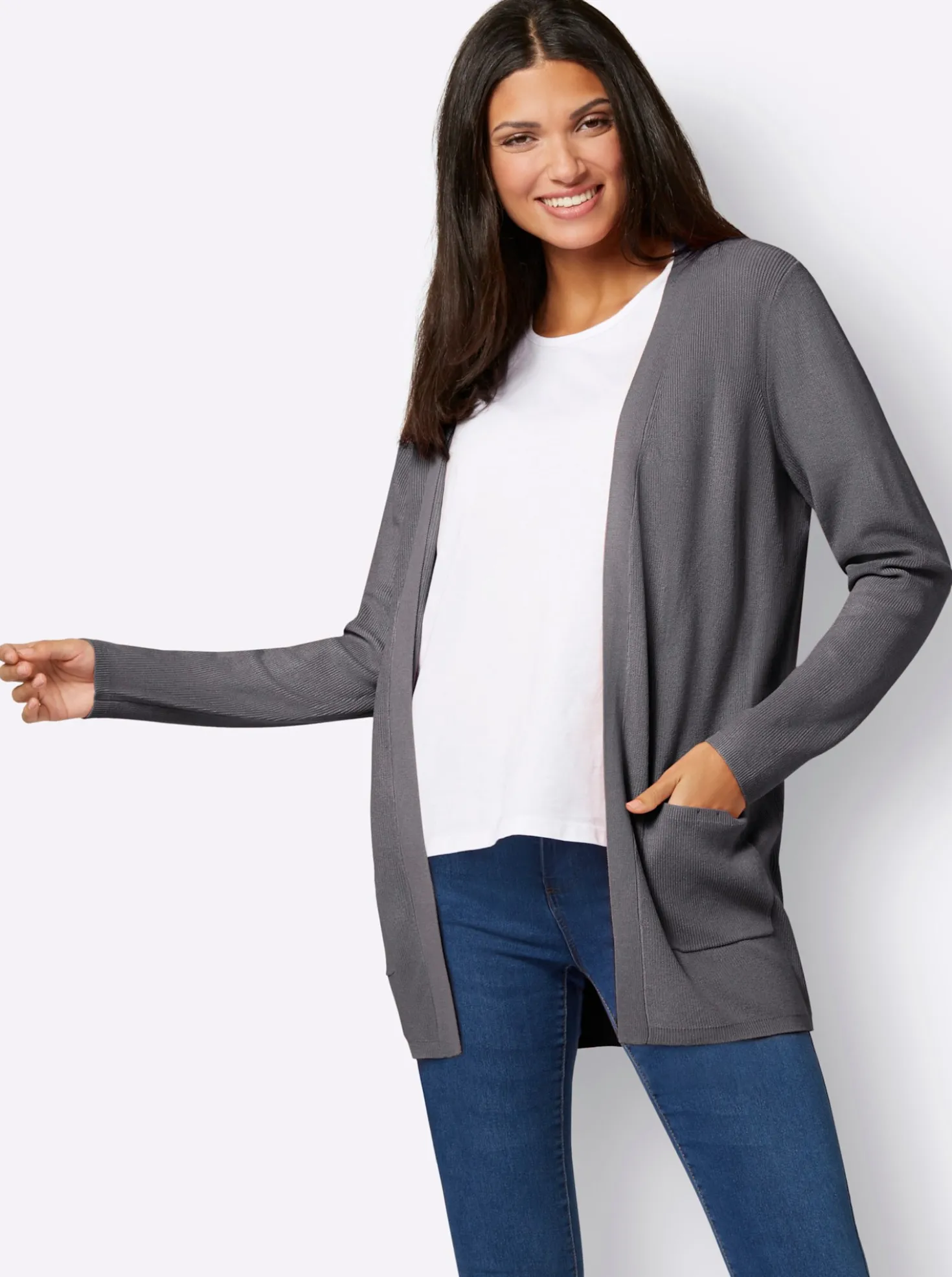 Longstrickjacke in Viskose-Qualität