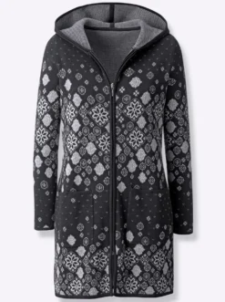 Longstrickjacke mit Jacquard-Strickmuster