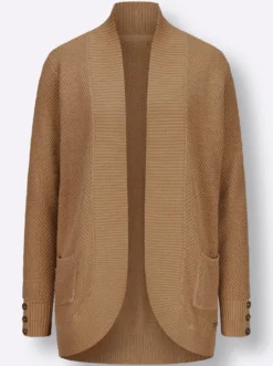 Longstrickjacke mit Struktur-Muster