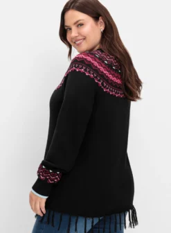 Norwegerpullover mit Fransen am Saum