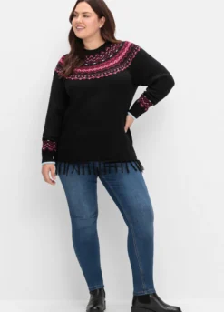 Norwegerpullover mit Fransen am Saum