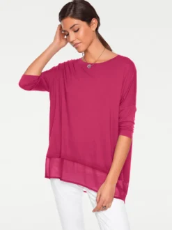 Oversize-Shirt mit Chiffon-Saum