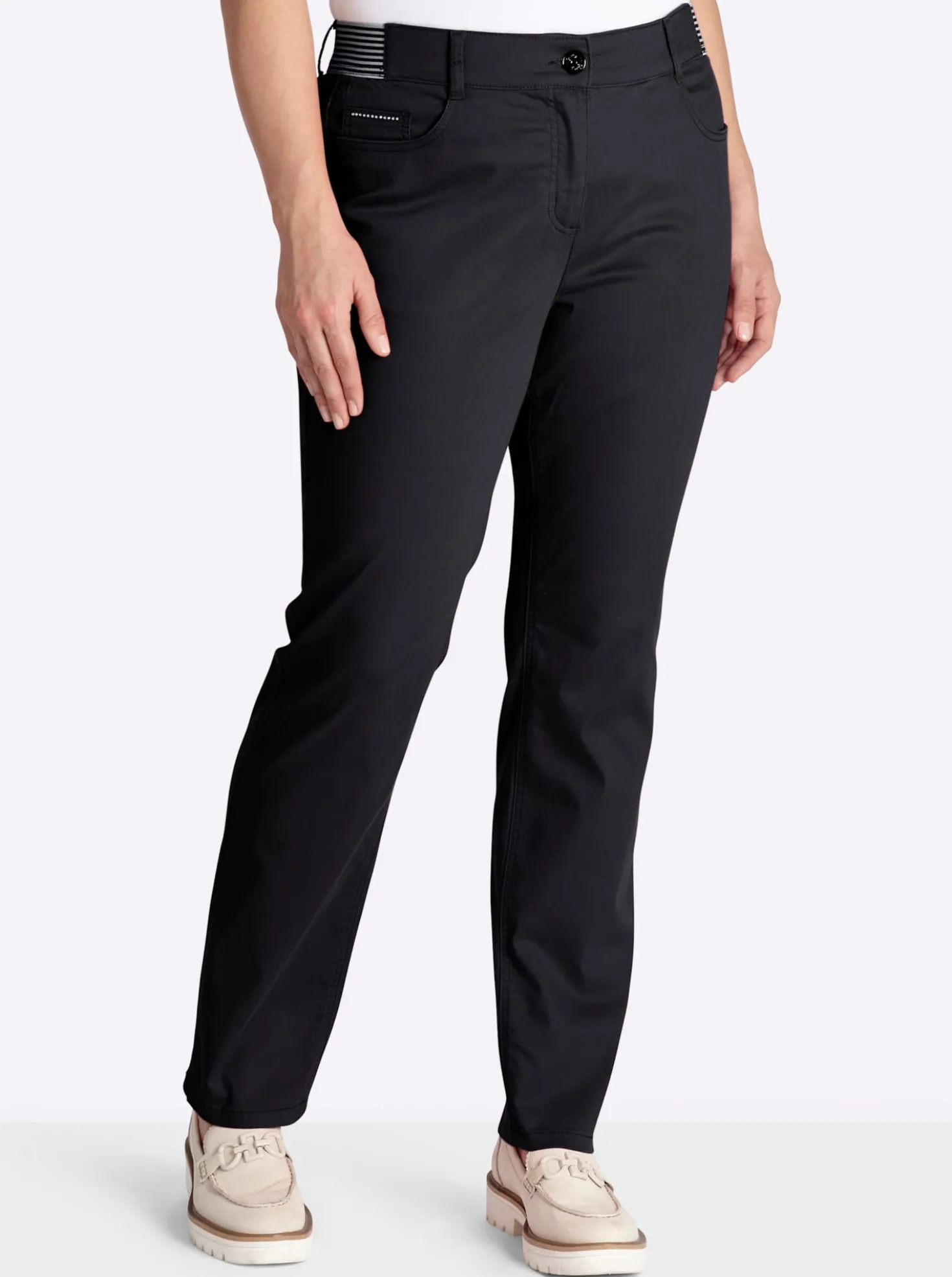5-Pocket-Hose mit gestreiften Dehnbund-Einsätzen
