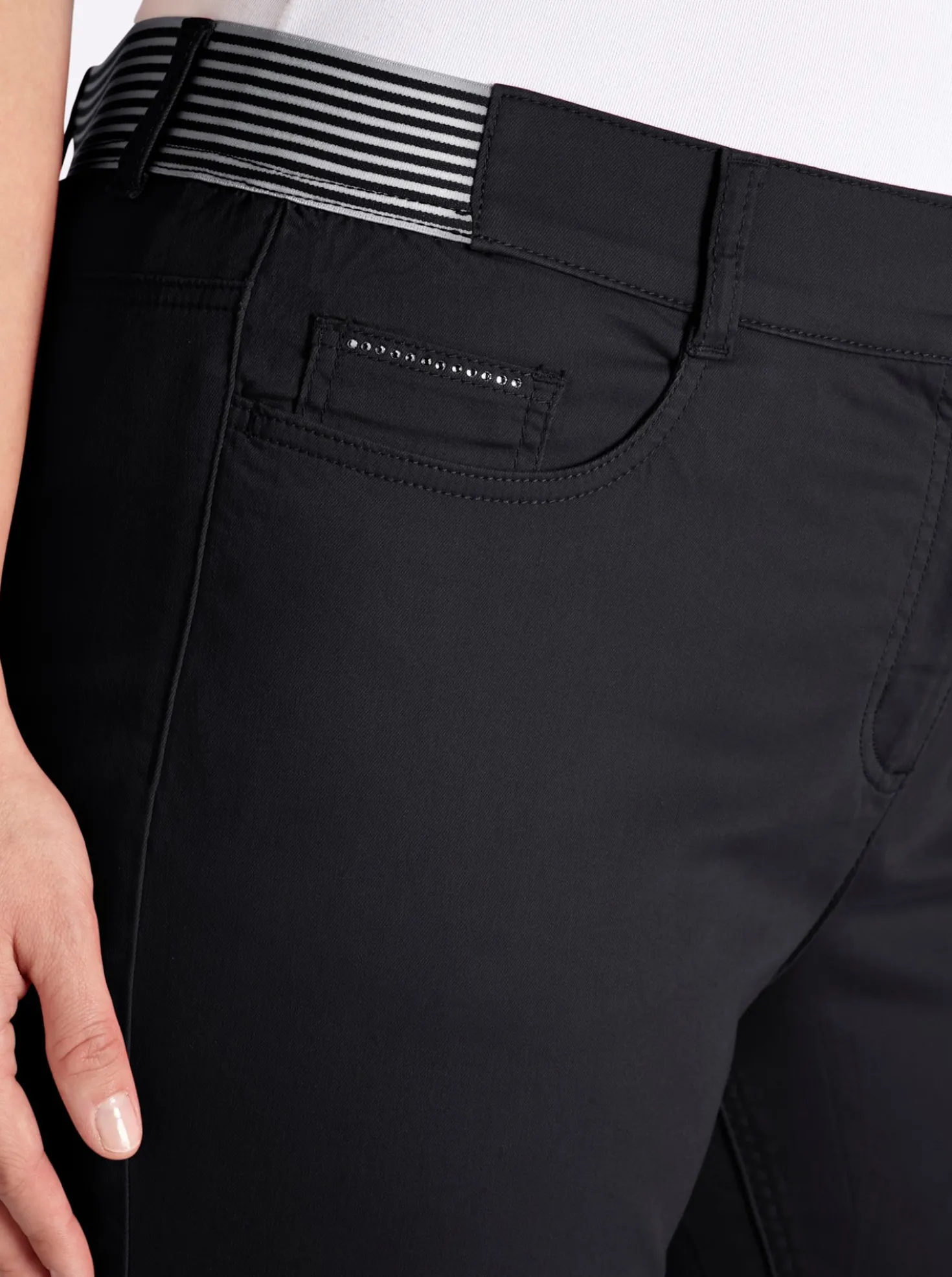 5-Pocket-Hose mit gestreiften Dehnbund-Einsätzen